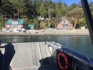 Coming in to Strawberry Bay, Cypress Island by landing craft